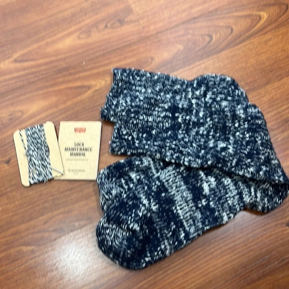 Levi's 048 Rediscovered Long Socks Navy Marled Unisex NIP Sz 9-12